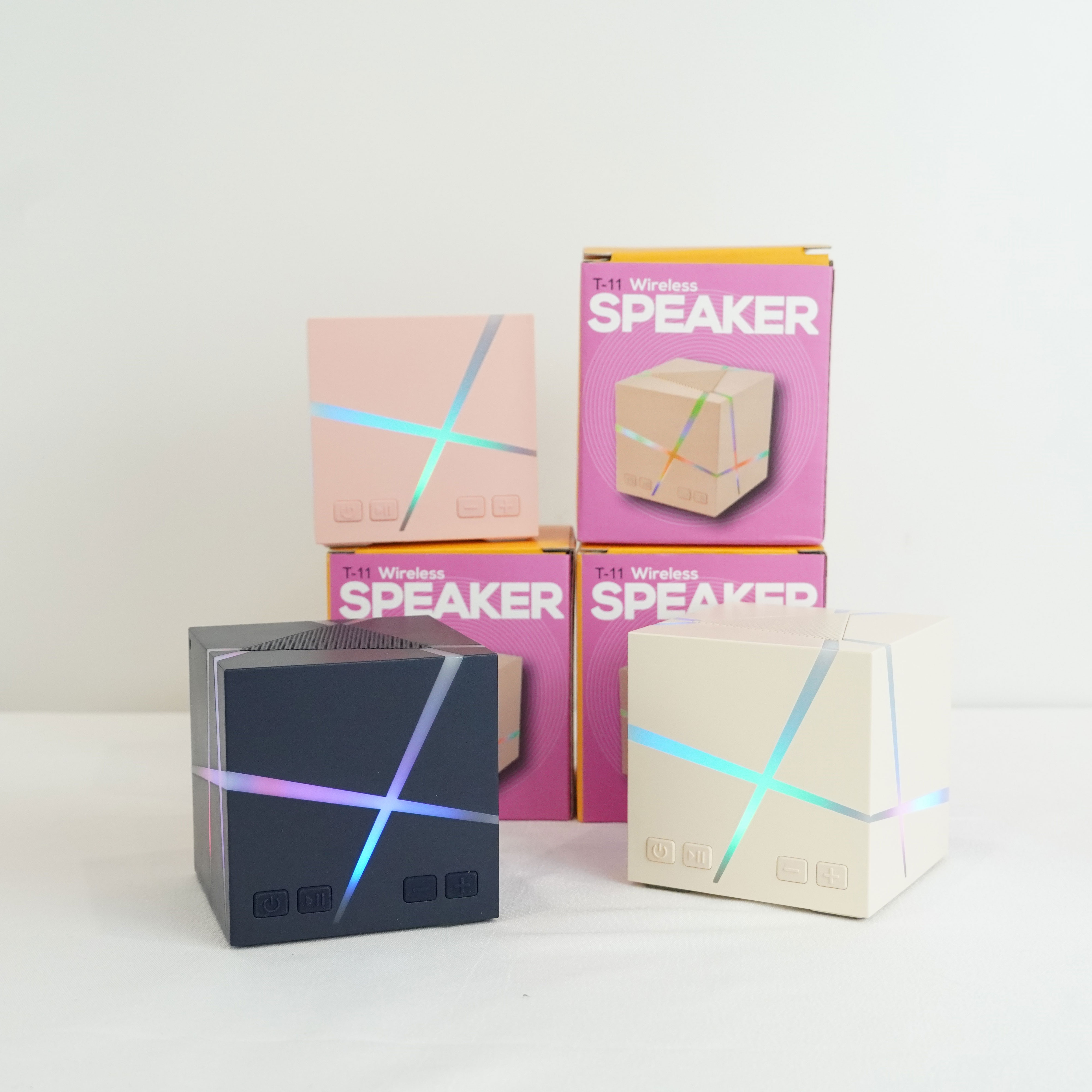 Gaodas T11 Cube Portable Mini Stereo Wireless Speaker RGB LED Lighting TF Card Compatible Battery Powered for Mobile Phone Perfect Gift