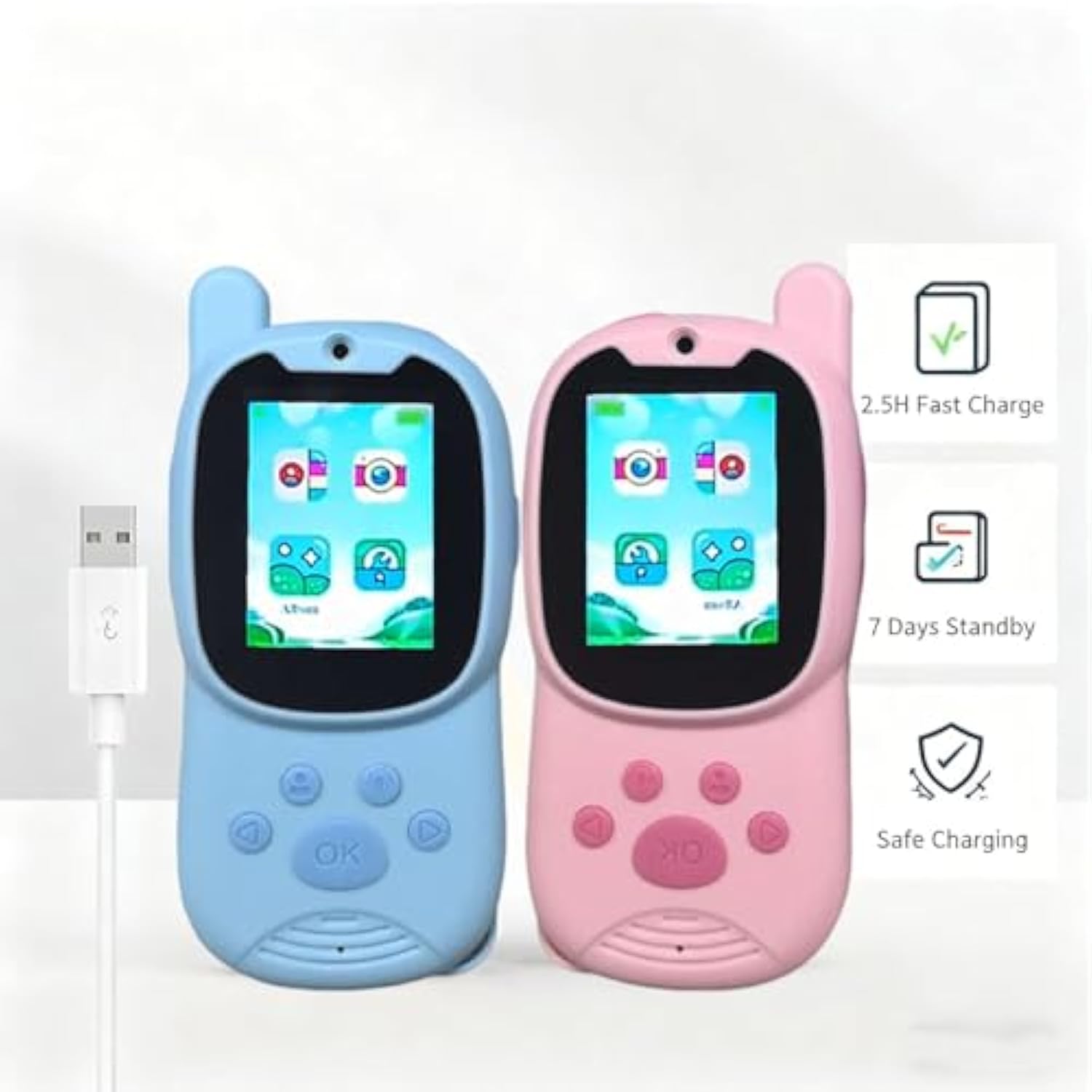 Gaodas K12 Upgraded Kids Video Walkie Talkie Handheld 2 Pack Rechargeable with Screen Camera Take Photo for Indoor Play Camping Hik Travel