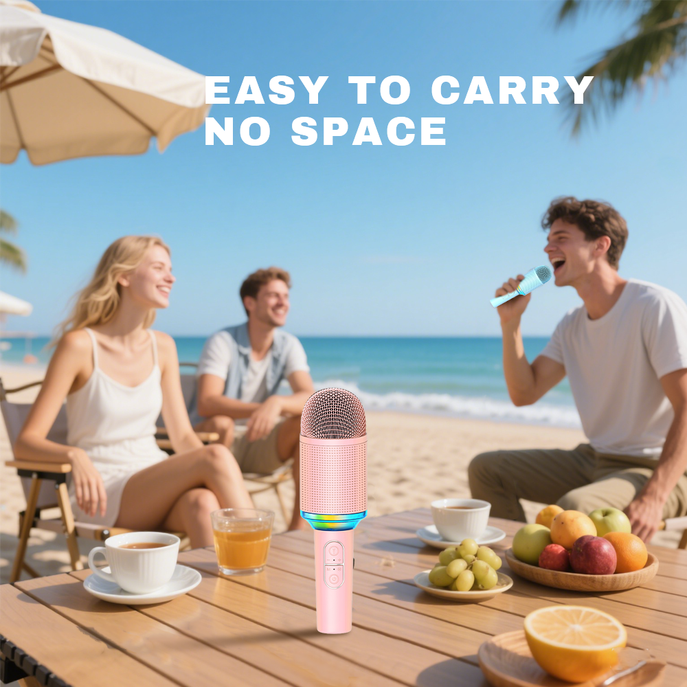 Gaodas H9 Custom Diamond Effect RGB Portable Mic Sound Noise Reduction Handheld BT Wireless Karaoke Microphone Speaker for Singing Party