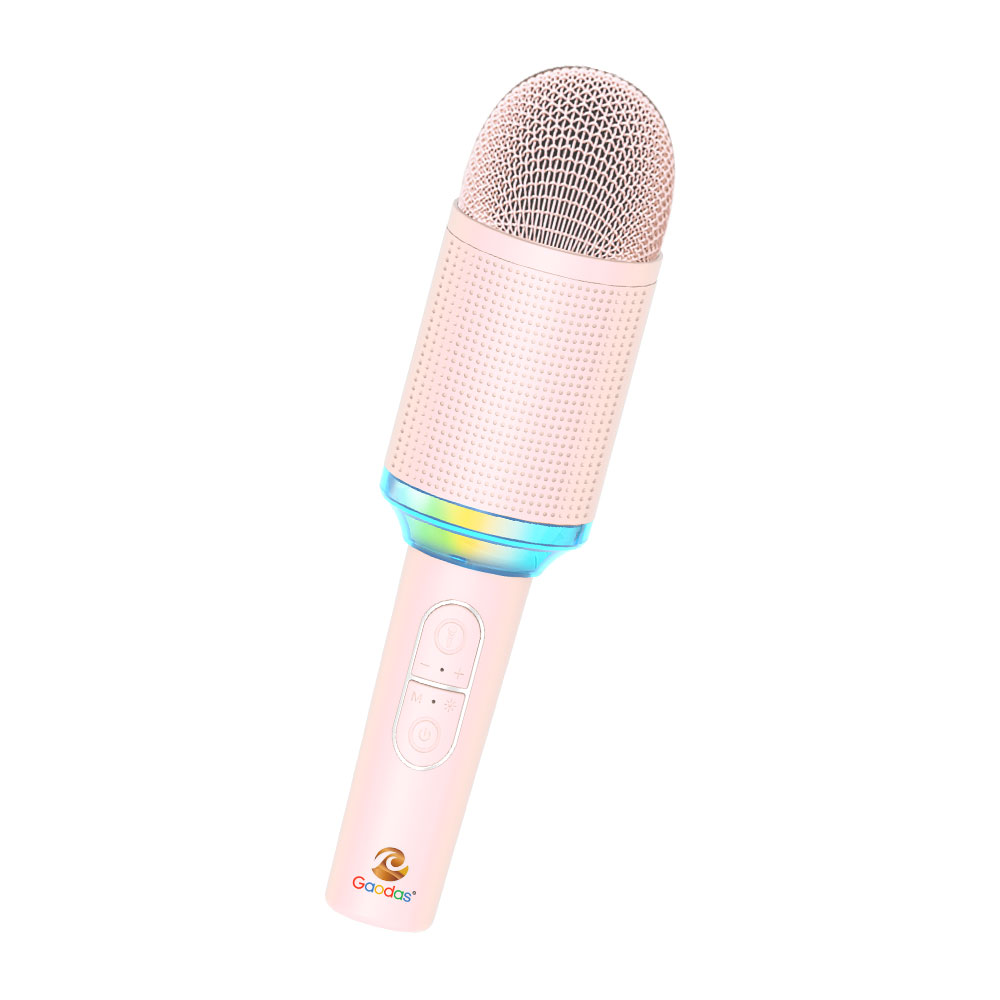 Gaodas H9 Custom Diamond Effect RGB Portable Mic Sound Noise Reduction Handheld BT Wireless Karaoke Microphone Speaker for Singing Party