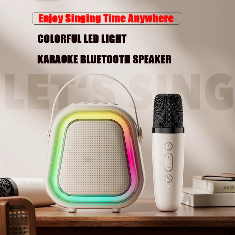 Gaodas K69 Portable Mini Karaoke Kids Karoke Machines Party Speaker With Two Wireless Mic RGB Color Light Home Singing Family Outdoor