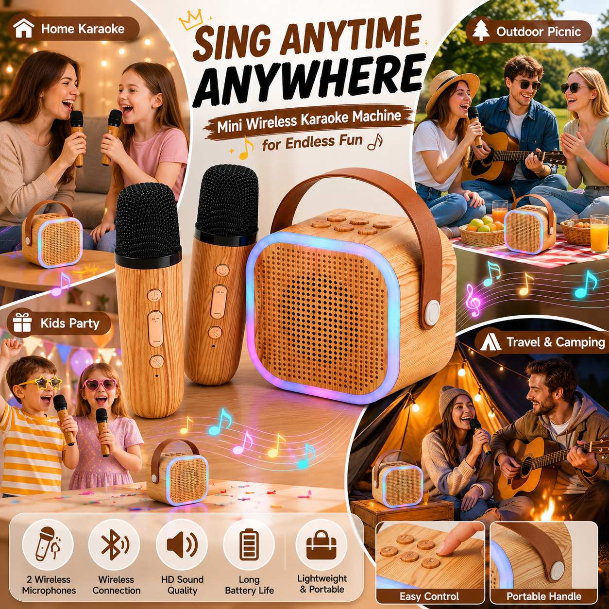 Bamboo Style Portable Mini Karaoke Machine