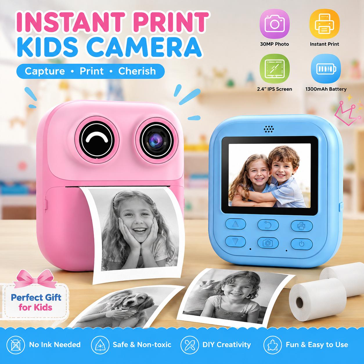 Kids Instant Print Camera with 2.4