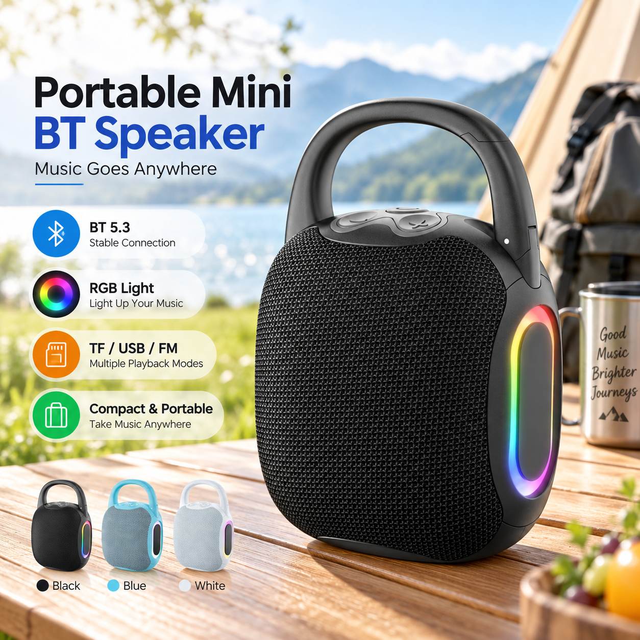Y66 Portable Mini Bluetooth Speaker – Compact Wireless Sound with RGB Lighting