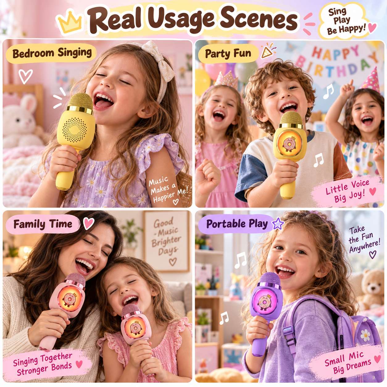 Gaodas X1 Kids Karaoke Microphone Bluetooth 5.3 Wireless Built-in Speaker Portable Toy Mic 1200mAh Rechargeable Type-C for Children